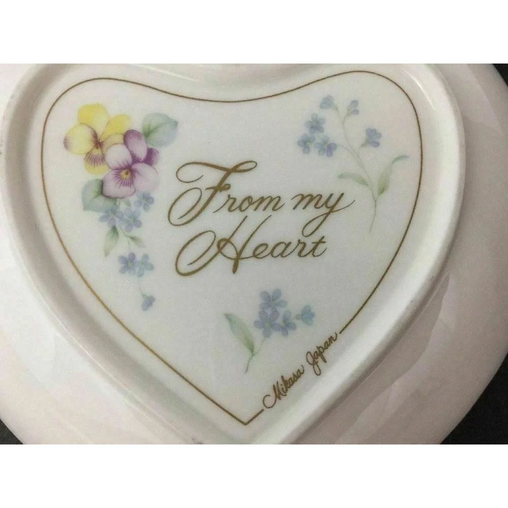 Mikasa Japan Heart Shaped Plate Raised Pink Roses Fine Bone China Valentines